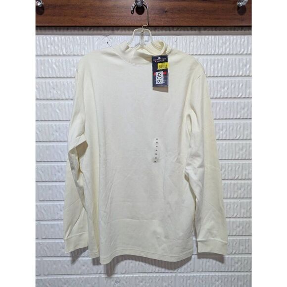 Roundtree & Yorke Men's Cream Solid Mock Neck Long-Sleeve Shirt Size M NWT - Picture 1 of 7